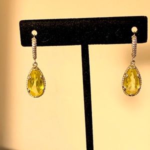 Atelier Anthony Nak sterling silver .925 and pale yellow-green quartz earrings.